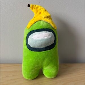 Lime Green Among Us Plush Toy with Banana Hat 🍌